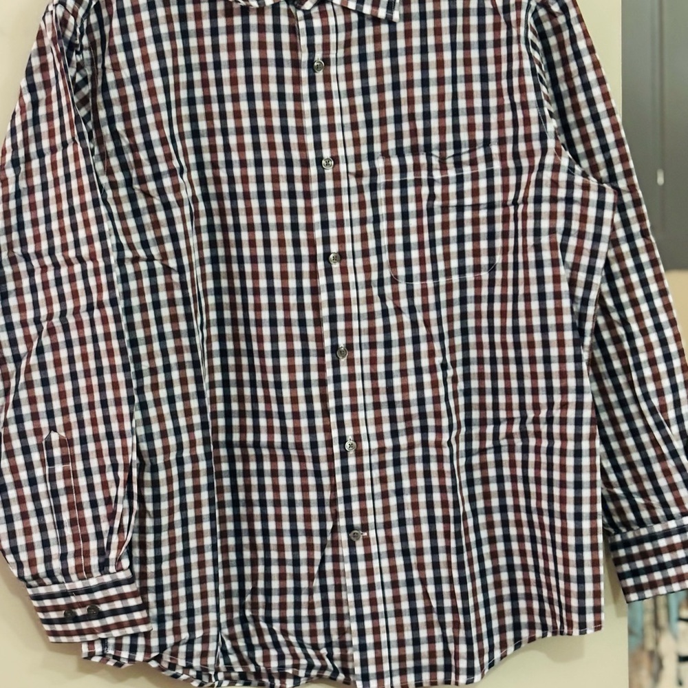 Joseph & Feiss Men's Red and Blue Checkered Shirt